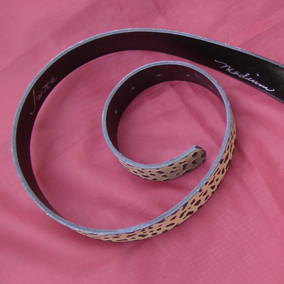RARE 1980s Vintage Leather belt w/Jeweled Armadillo Buckle SUPER GLAM! main image 5